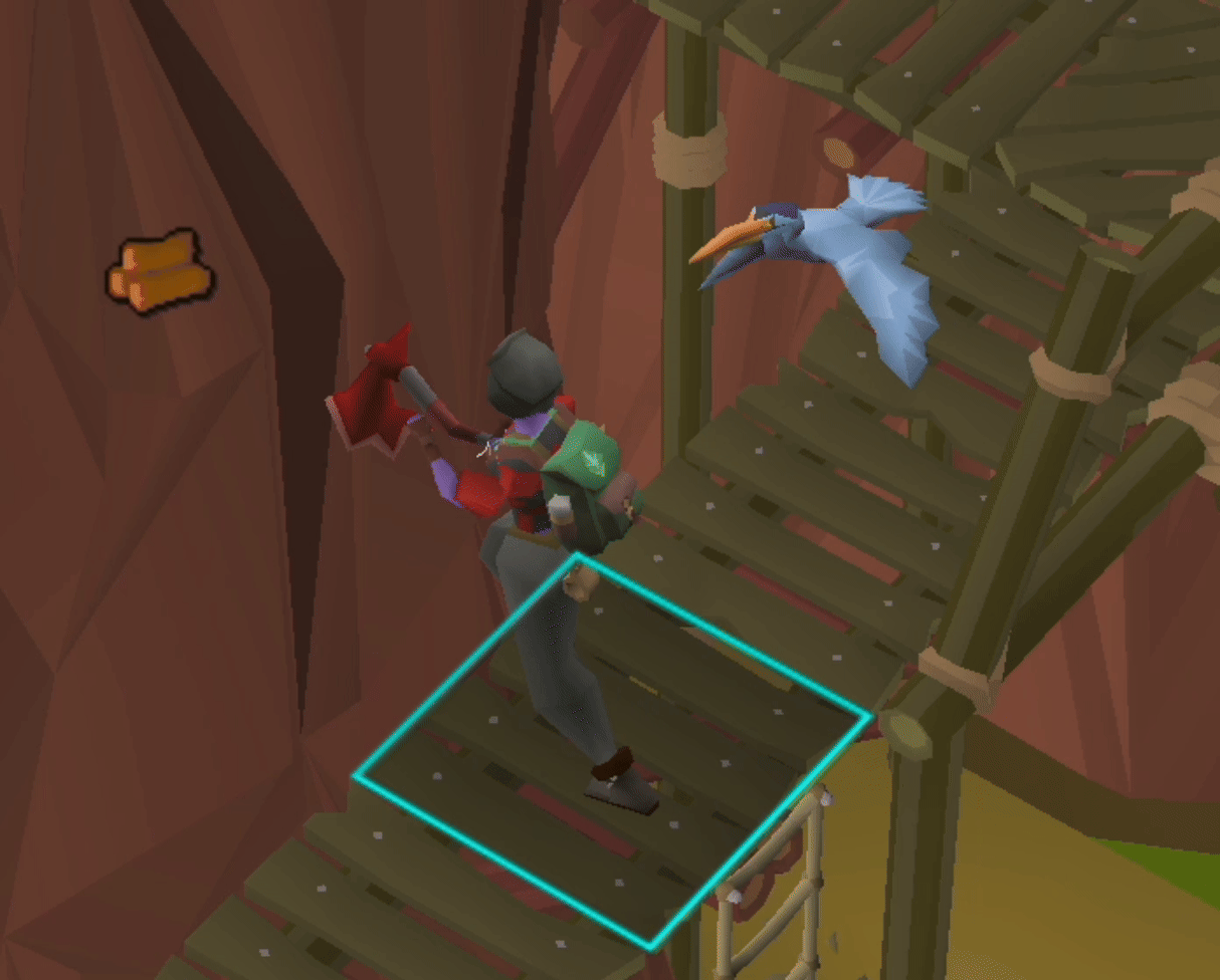 OSRS character chopping wood